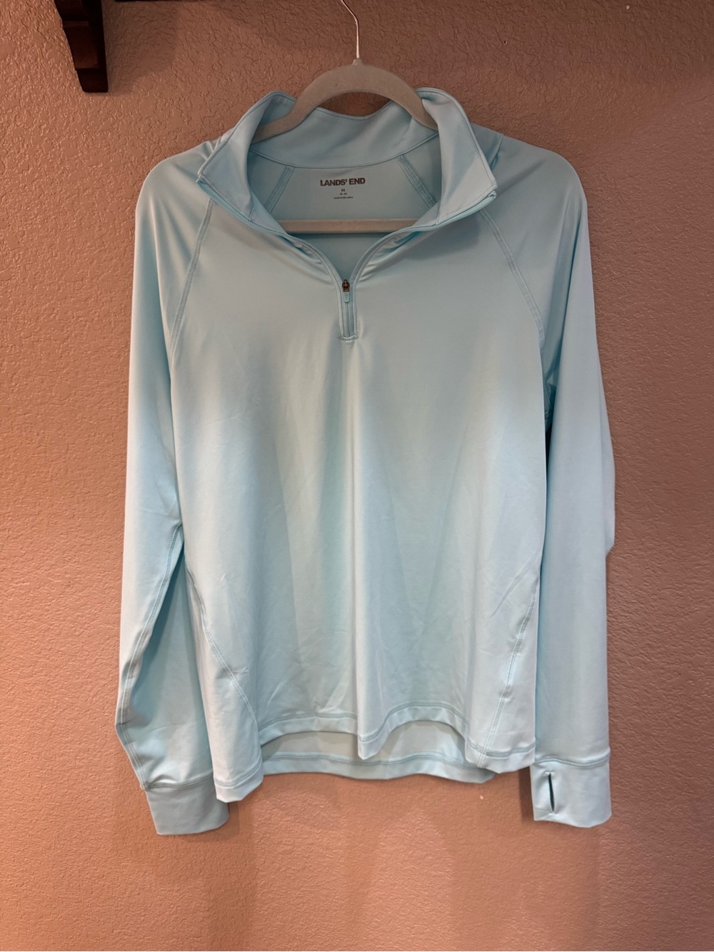 Lands' End men’s Light Blue Quarter-Zip Pullover